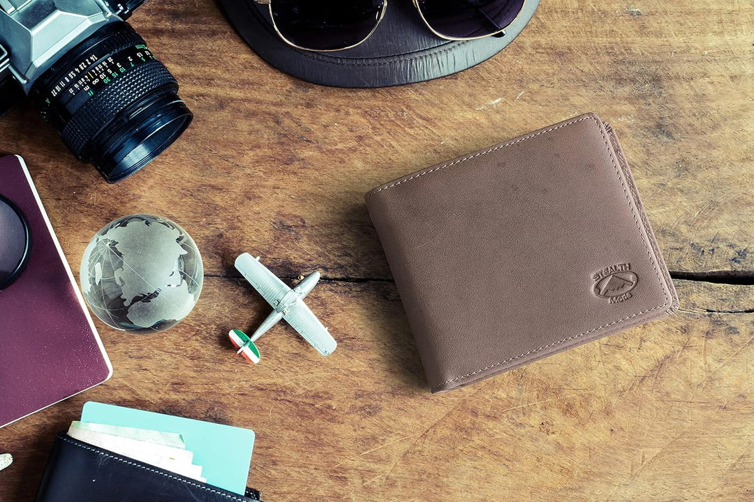 Cartera plegable de piel Stealth Mode para hombre con ventana de id...
