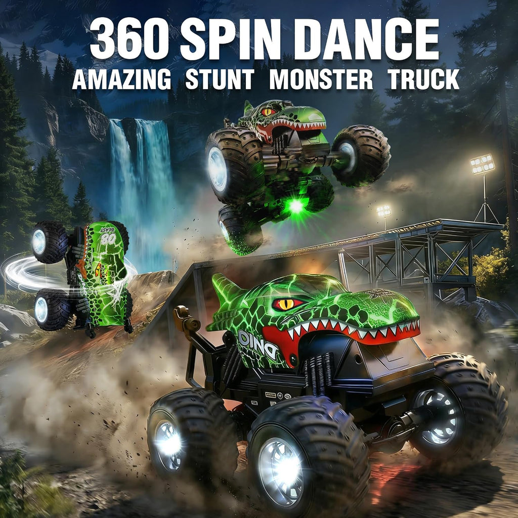 BEZGAR 1:20 Monster Truck Toys, 360 ° Stunt RC Cars con música y luz
