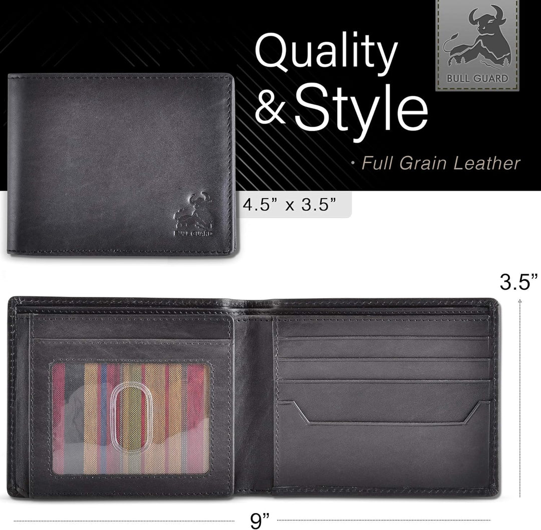 BULL GUARD Billeteras plegables con bloqueo RFID para hombres con 2...