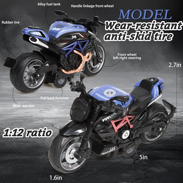 MQDMINI - Paquete de 4 juguetes de motocicleta con tracción trasera...