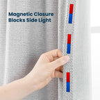 SLEEP ZONE Cortinas opacas con cierre magnético para dormitorio y sala de estar, cortinas con aislamiento térmico para oscurecer la habitación, reducción de ruido con bolsillo para barra, 2 paneles