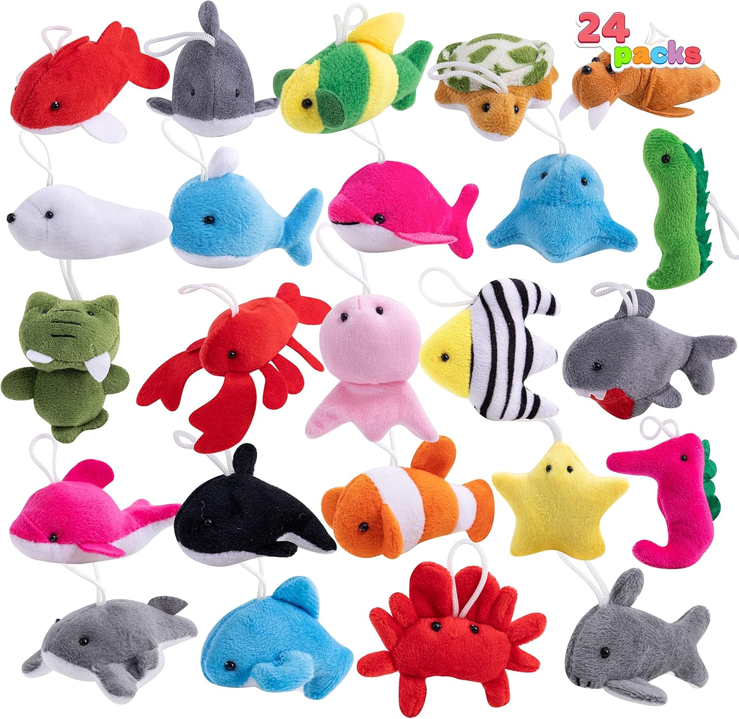 JOYIN 24 piezas de juguetes de peluche de animales marinos mini (24 ...