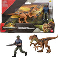 Mattel Jurassic World Rebirth - Paquete de figuras de humanos y dinosaurios, Duncan Kincaid y Velociraptor, escala precisa de la película de 3.75 pulgadas, coleccionable