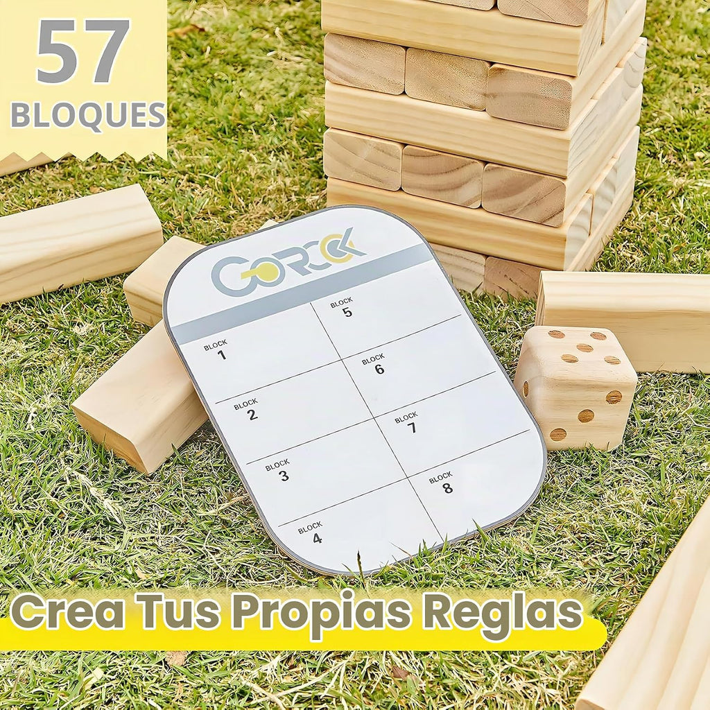 GOROCK Juego de torre gigante de volteo, juego de apilamiento de bloques de