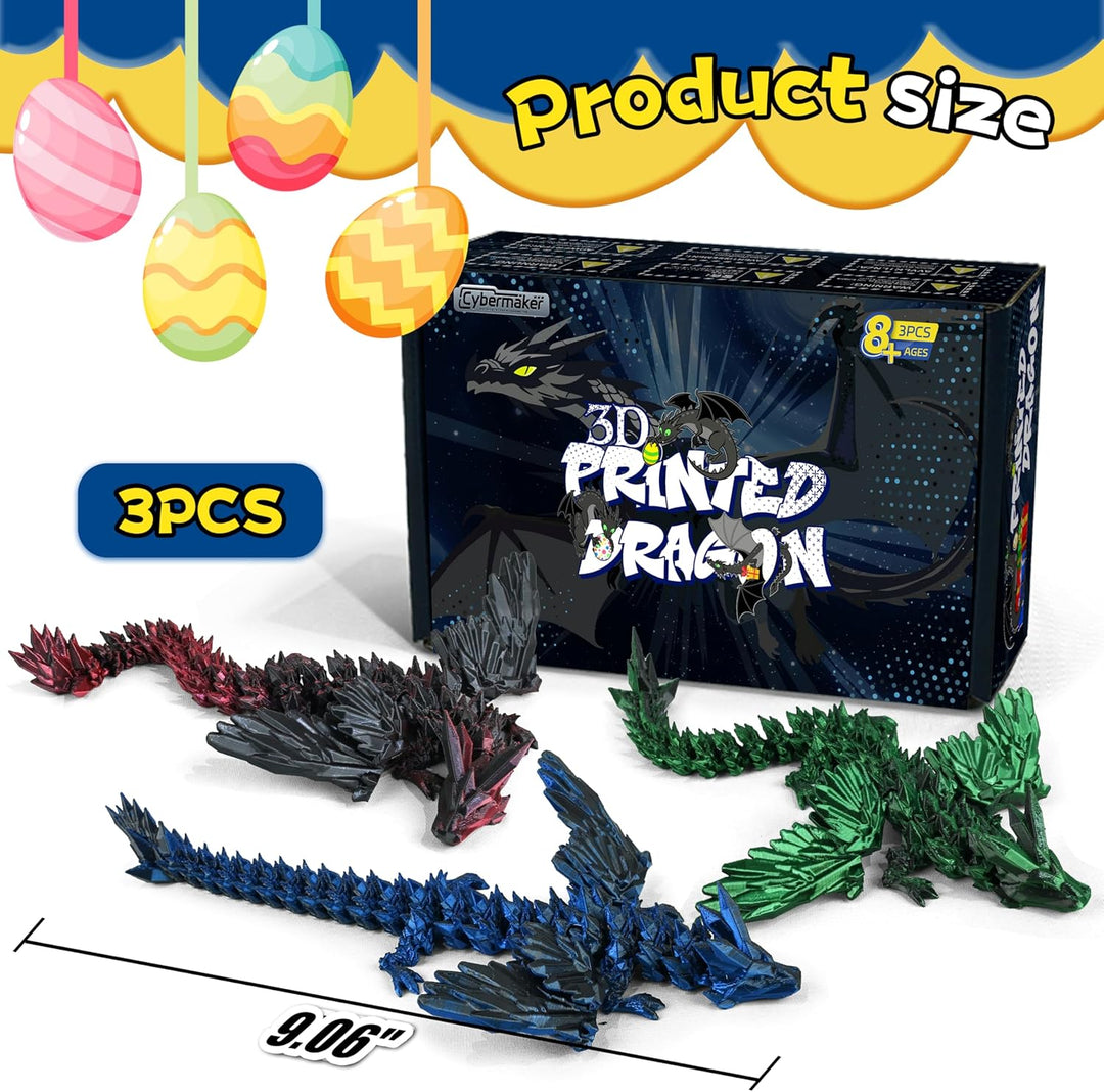 Cybermaker 3 piezas de dragón impreso en 3D de 9 pulgadas