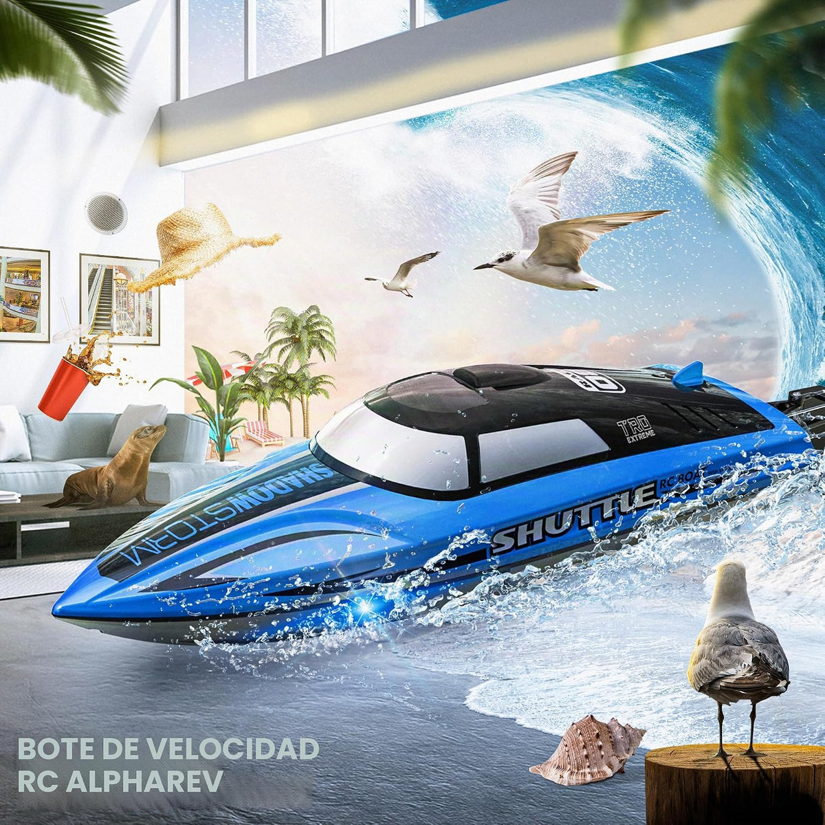 BEZGAR Barco de velocidad de control remoto rápido de más de 20 KPH para