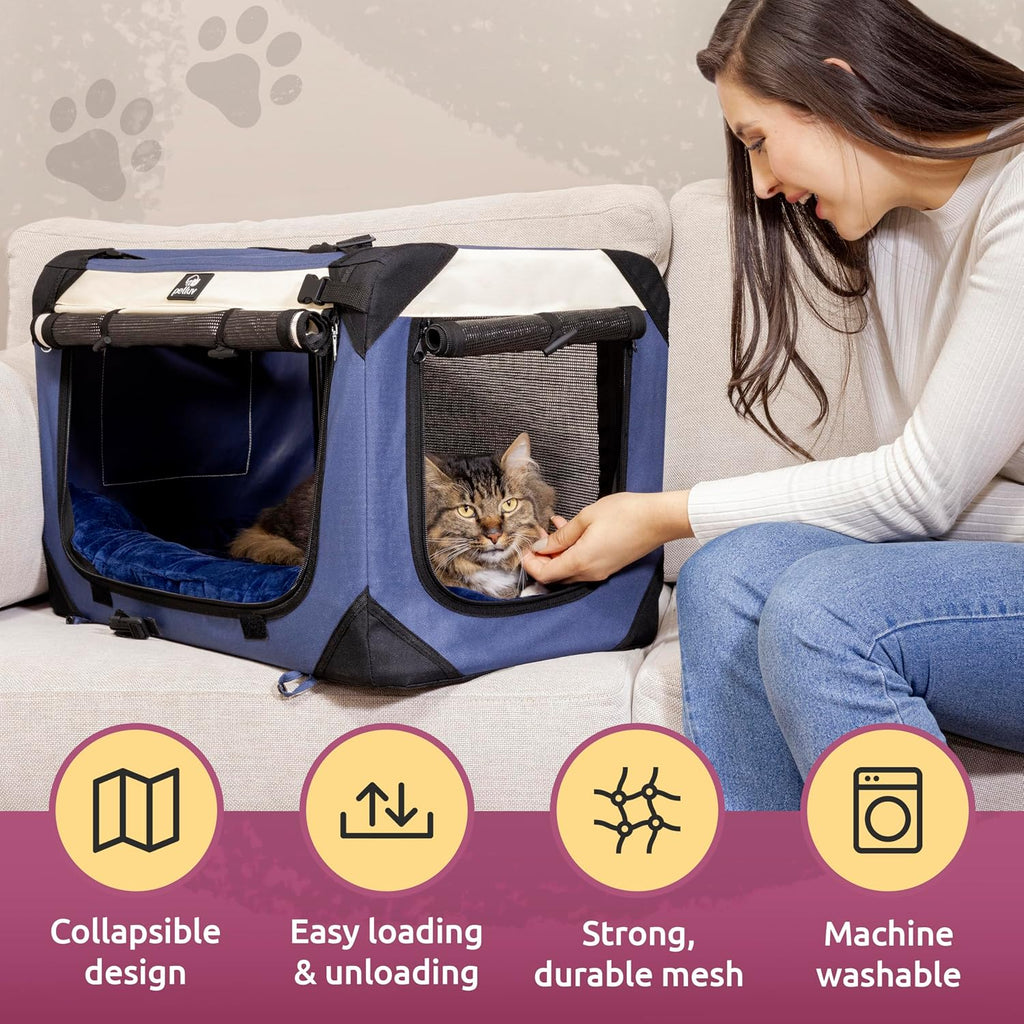 Transportador de mascotas para gatos y perros, se adapta cómodamente a 2