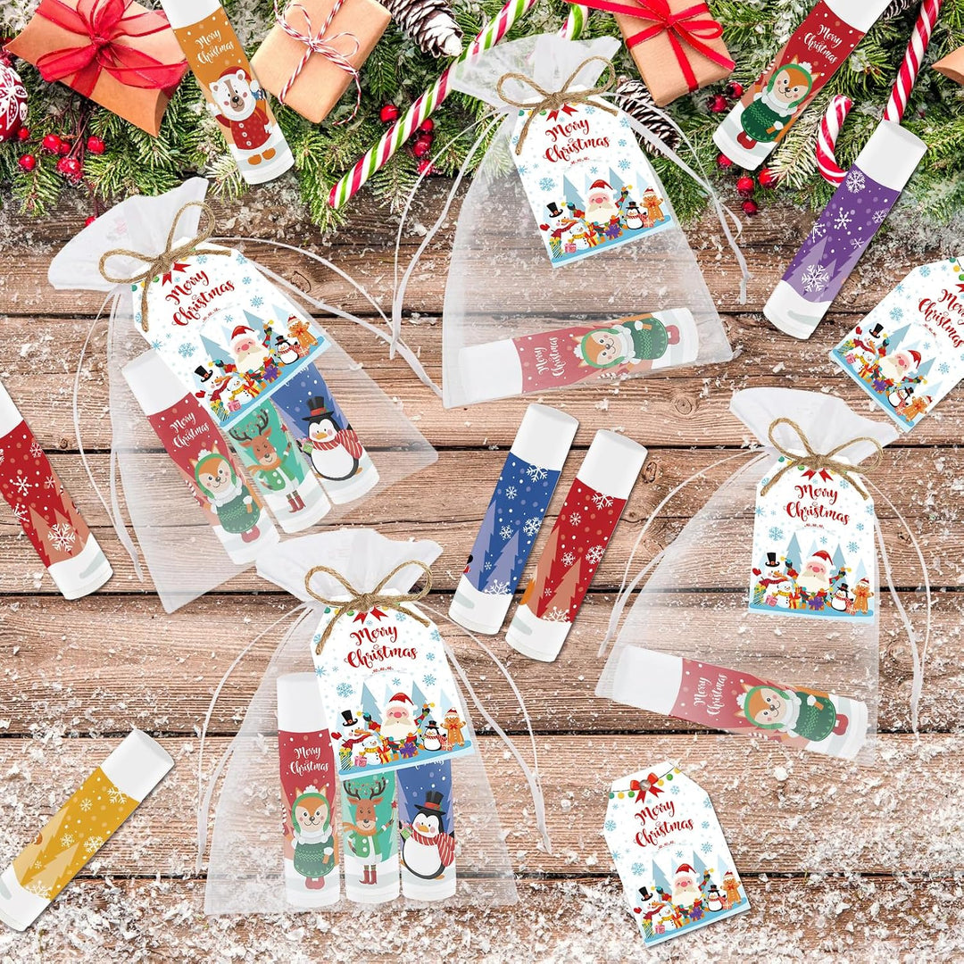 50 bálsamos labiales de Navidad, regalo a granel, relleno de calcet...