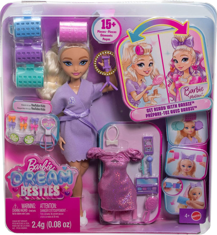 Muñeca de moda Barbie Dream GET Ready Malibu con cabello estilizado...