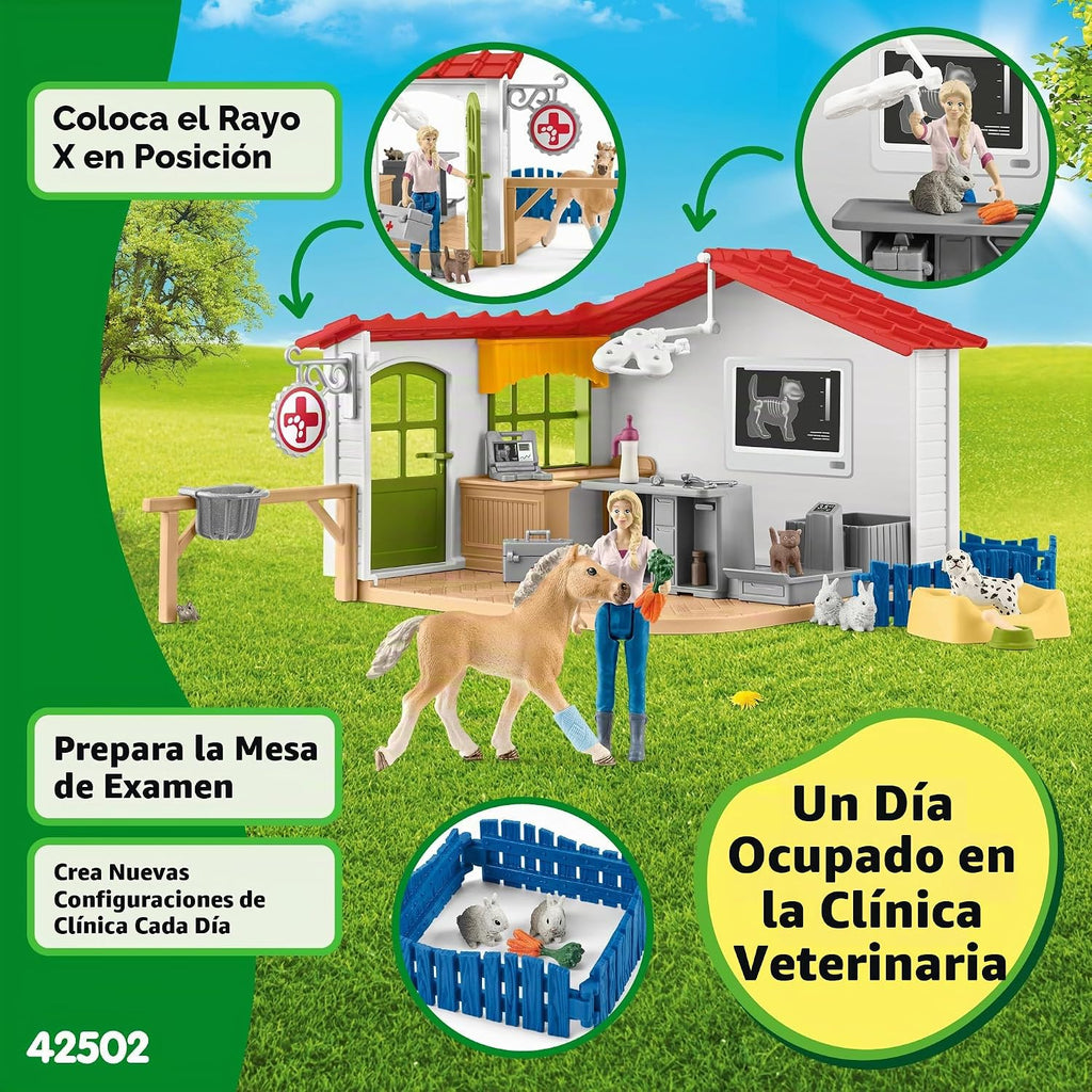 Schleich Farm World - 43Pc Veterinarian Practice con Pets | 42502