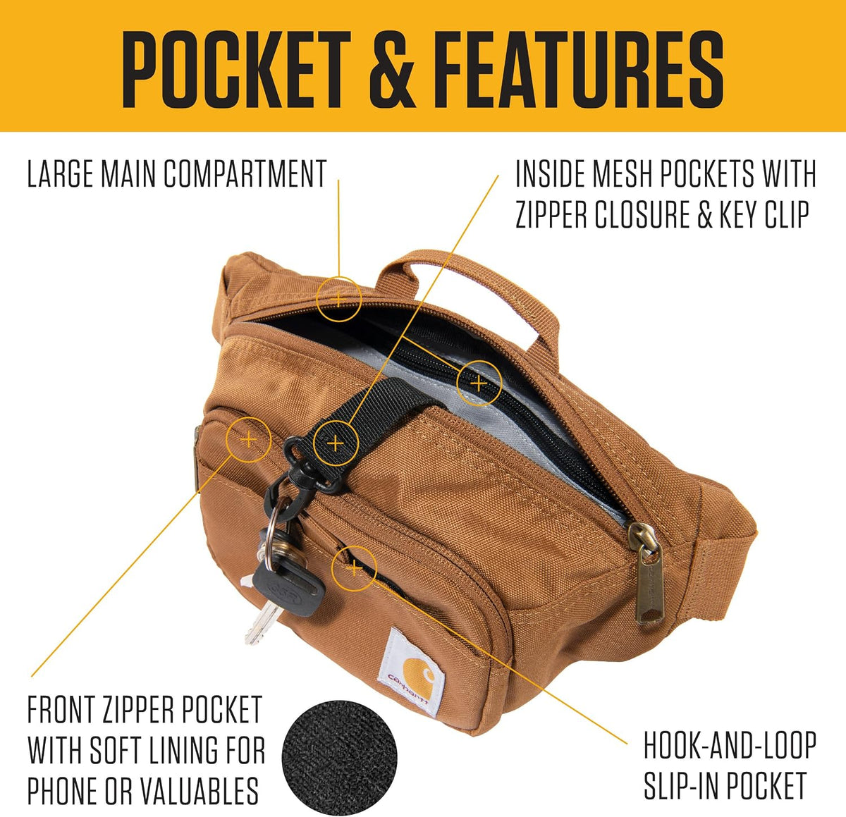 Carhartt Bolsa Bandolera Clásica Ajustable, Duradera, Riñonera Resistente al Agua de 600 Deniers