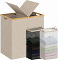 efluky Cesta doble para ropa sucia con tapa y 2 bolsas extraíbles, color