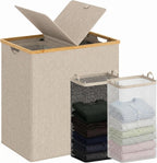 efluky Cesta doble para ropa sucia con tapa y 2 bolsas extraíbles, color