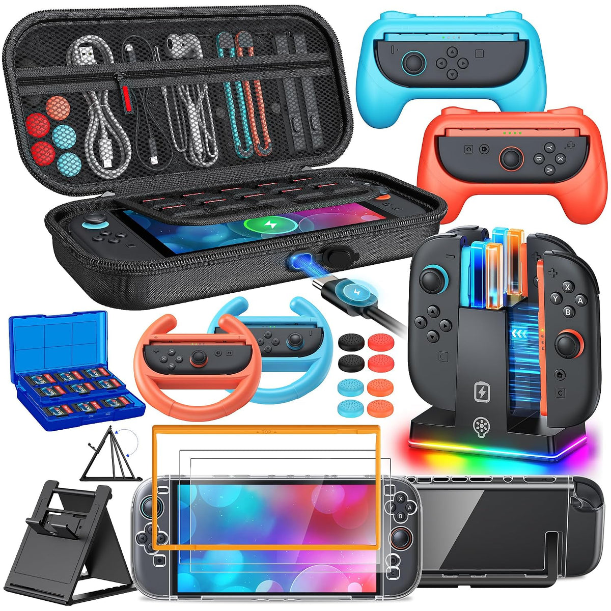 Estuche Bundle de Accesorios para Switch 2, Carga, Grip para Nintendo Switch 2