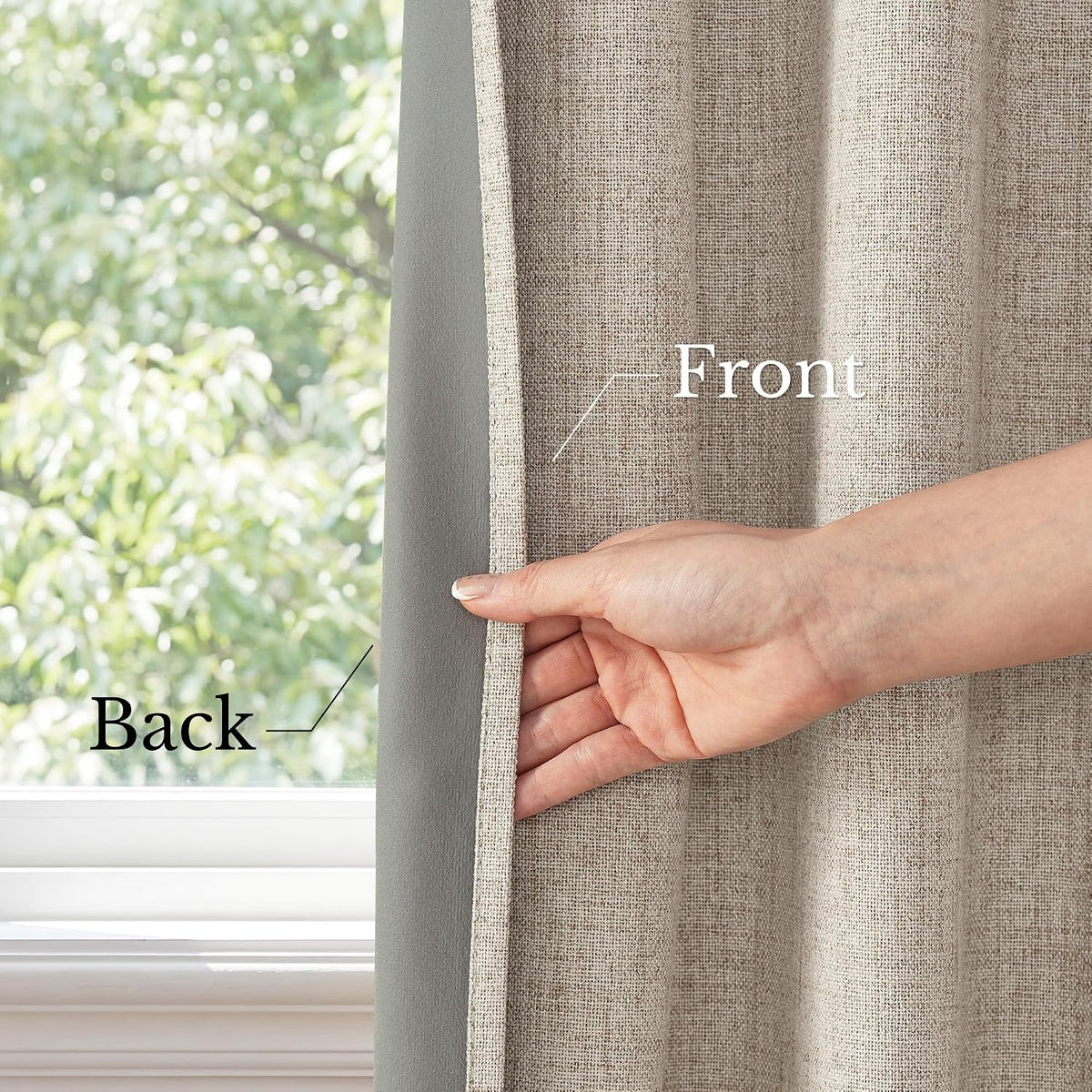 NICETOWN Cortinas de lino 100% opacas para dormitorio/sala de estar, 90