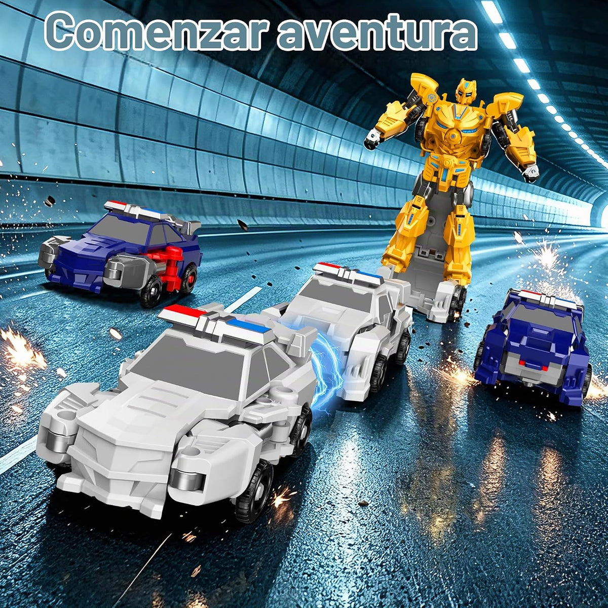 Juguetes magnéticos de robot de coche para niños, 6 vehículos que