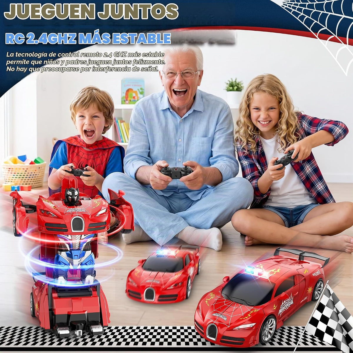 Coche teledirigido que se convierte en robot transformando juguetes