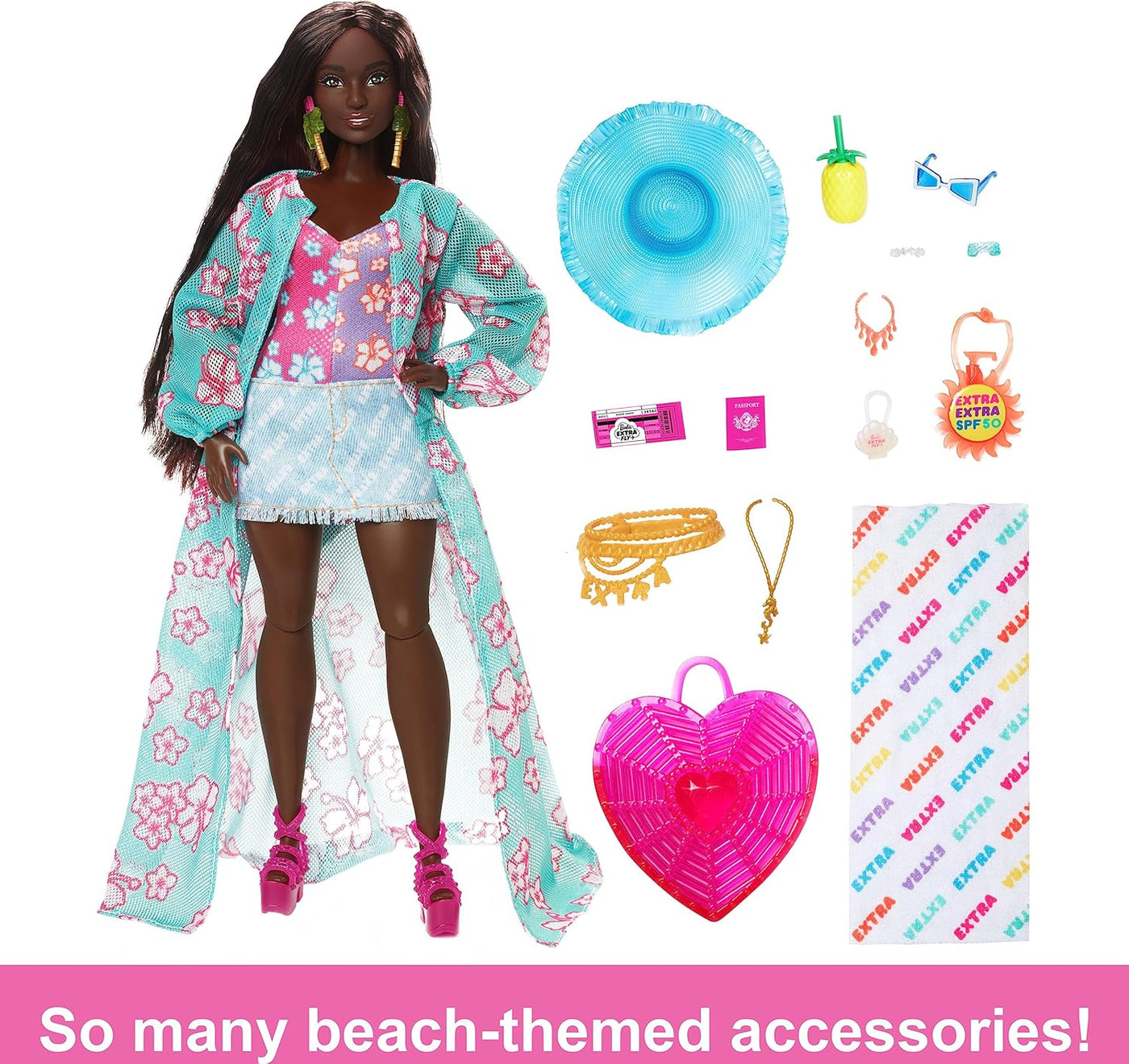 Muñeca Barbie Extra Fly con ropa y accesorios de viaje con temática...