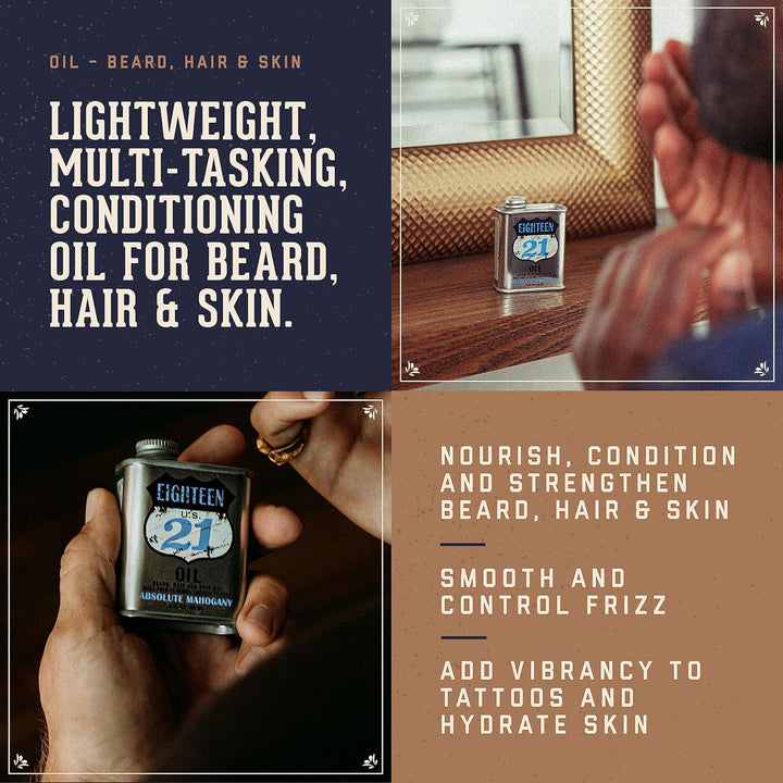 18.21 Man Made Aceite para cabello, piel y barba para hombres, 4 ar...