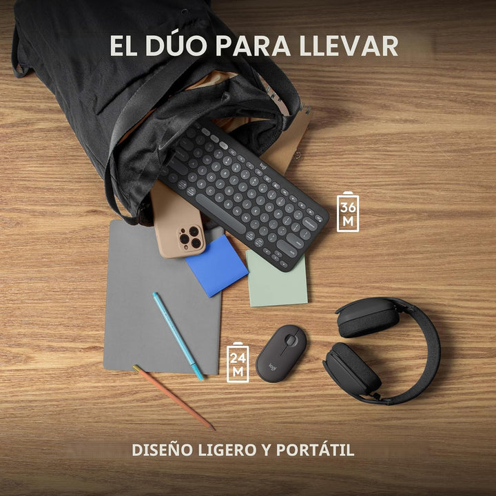 Logitech Pebble 2 Combo, teclado inalámbrico y mouse, silencioso y...