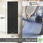 Gaiam - Esterilla de yoga de calidad superior de 5mm, lisa, gruesa y antideslizante para todo tipo de ejercicios de yoga, pilates y gimnasia (173 cm x 61 cm x 5 mm)