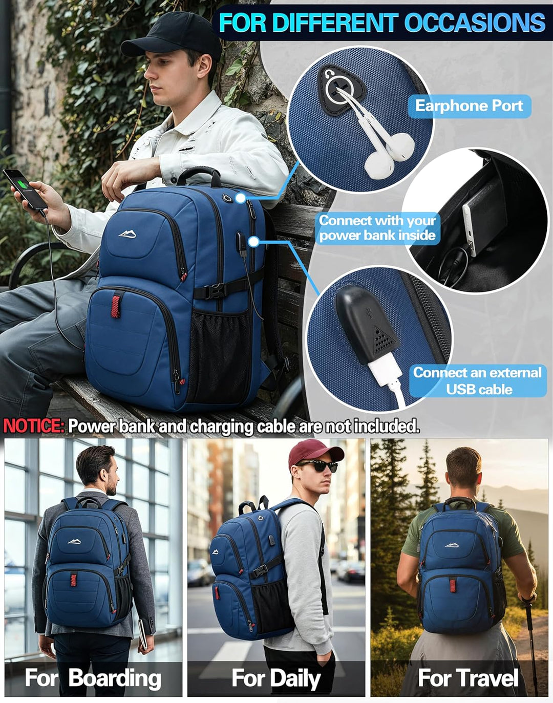 ProEtrade Mochila de viaje extra grande para laptop, escuela, negoc...