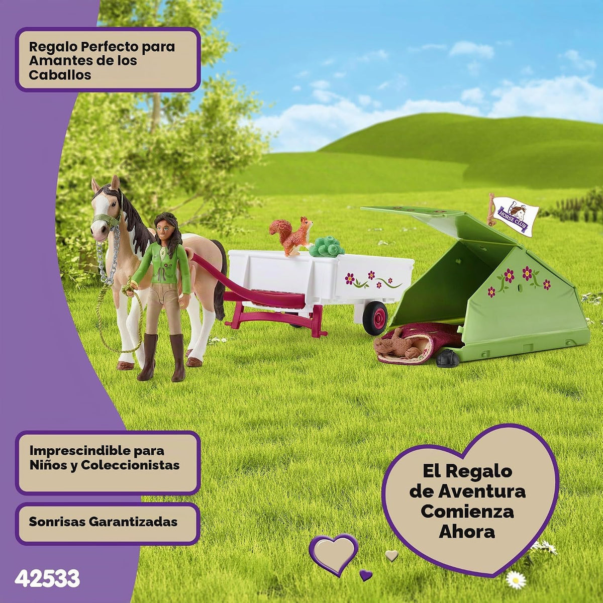 Schleich Horse Club - Set de juego Aventura de camping de Sarah, 23 piezas | 42533