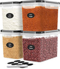 DWËLLZA KITCHEN Juego de 4 recipientes de almacenamiento de harina y azúcar, recipientes herméticos de plástico de 3.6 L con tapas para organización y almacenamiento de despensa de cocina