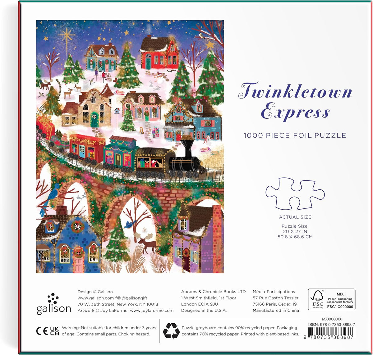 Galison - Twinkletown Express - Rompecabezas de 1000 piezas con papel de