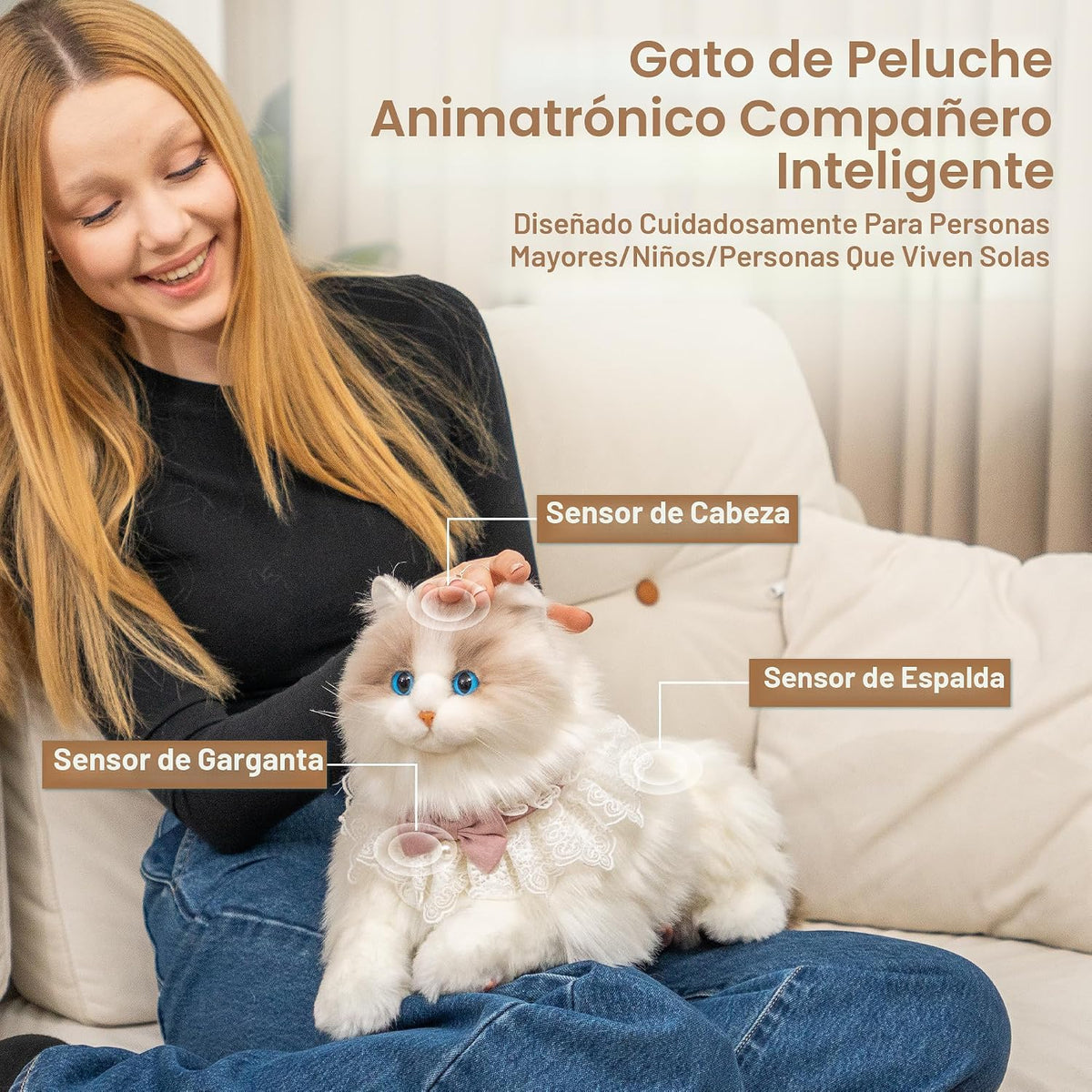 Chongker Animal de peluche interactivo de gato robot de 24.8 pulgadas para