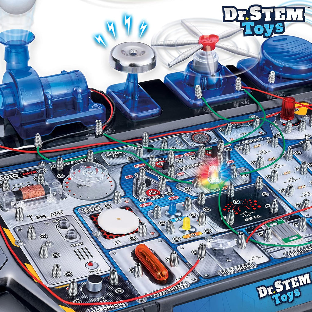 Dr. STEM Toys Kit de ciencia de circuitos, incluye más de 100 experimentos eléctricos con luces, sonidos y acción, para niños y niñas a partir de 8 años