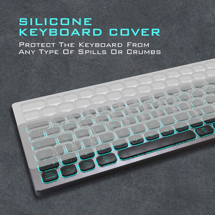 POWZAN Teclado de Aluminio Silencioso con Cable Retroiluminado - Te...