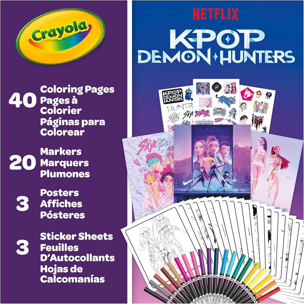 Crayola Kpop Demon Hunters - Estuche de arte (40 + piezas), kit de