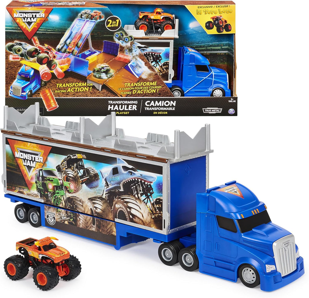 Monster Jam, set de juego transformable Hauler y almacenamiento con...