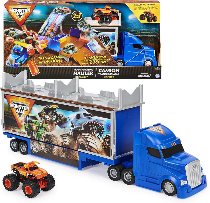 Monster Jam, set de juego transformable Hauler y almacenamiento con...