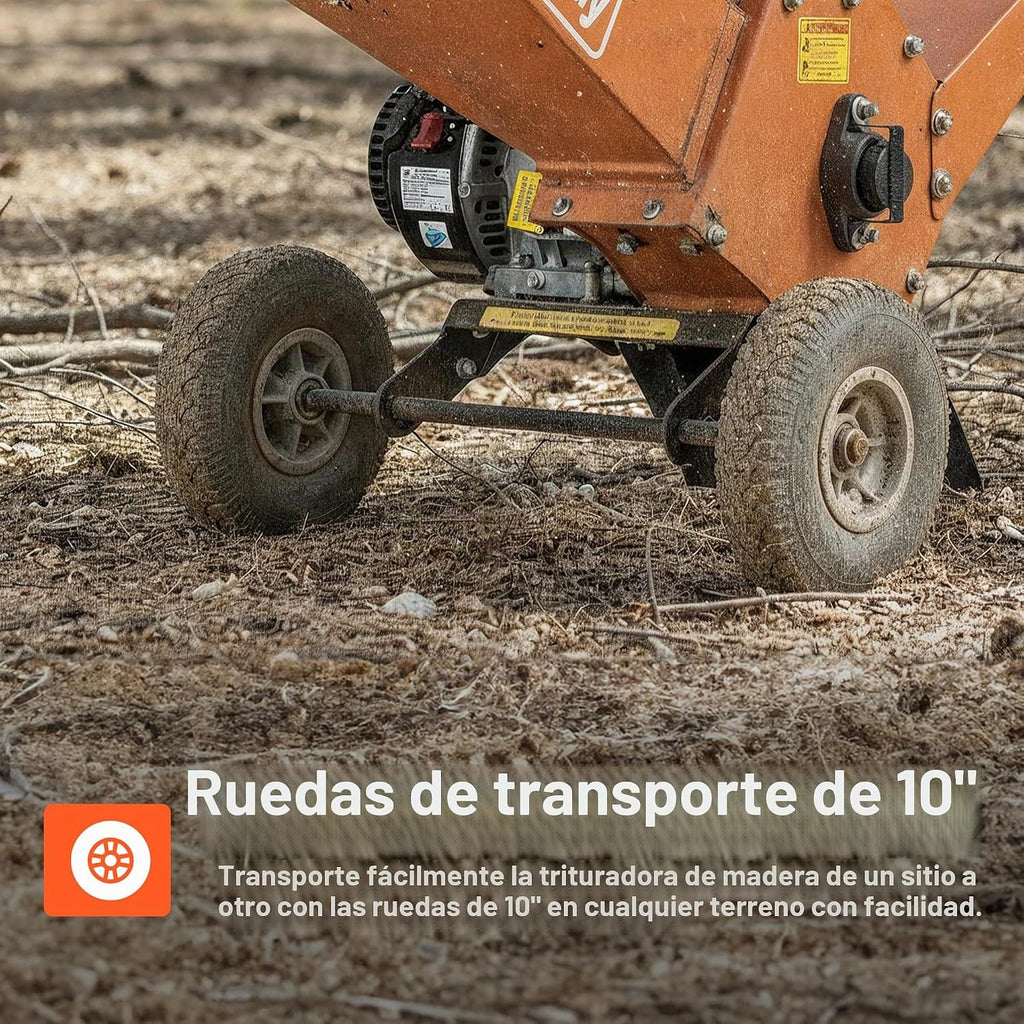 SuperHandy Trituradora de madera a gas 9HP, capacidad de 4 pulgadas