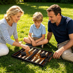 Backgammon Set para adultos, piel sintética de 15 pulgadas, color marrón