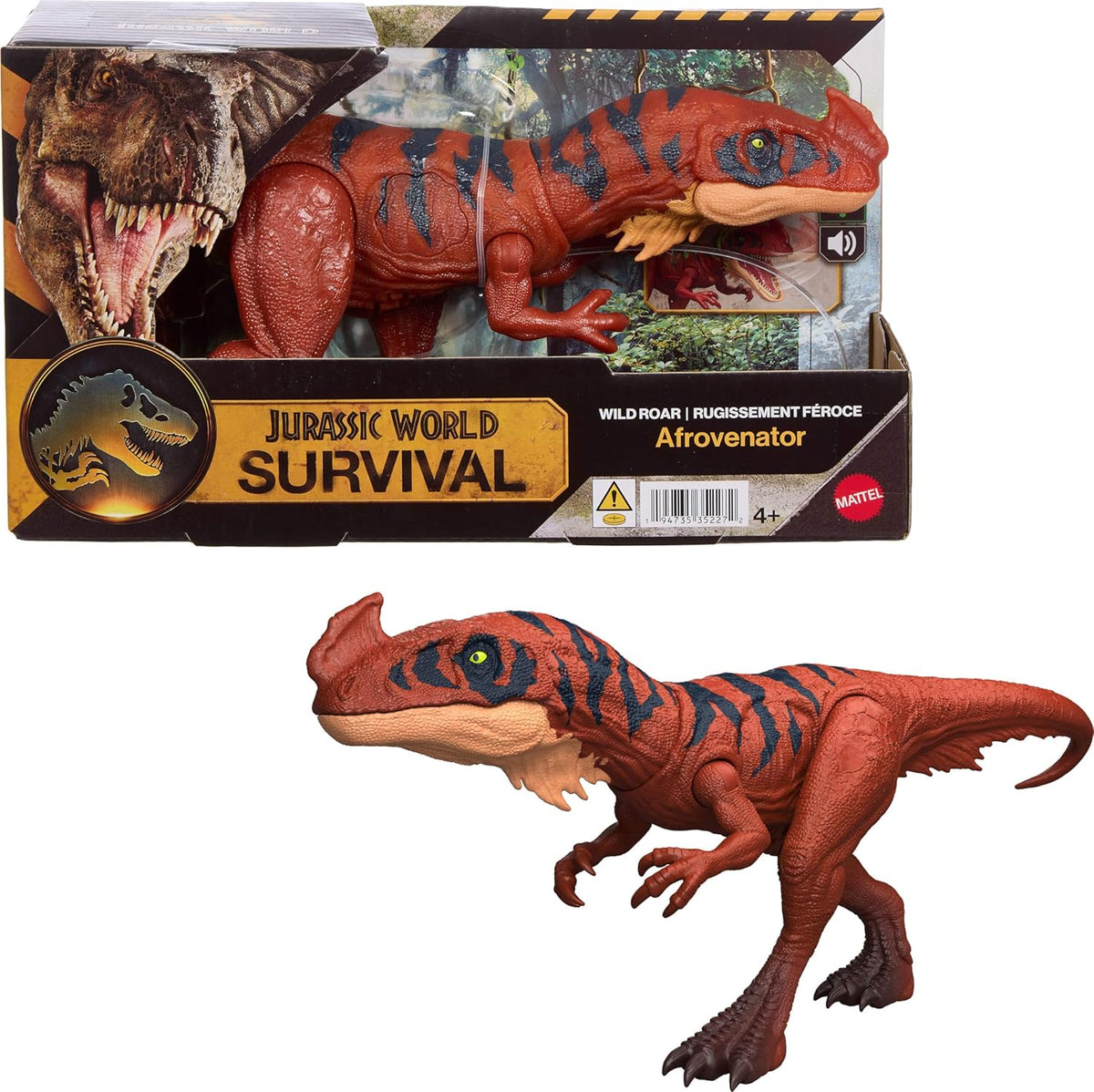 Mattel Jurassic World Wild Roar - Figura de dinosaurio afrovenador