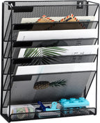 EaseOffice organizador de oficina vertical de 5 hileras, de material de red de metal, color negro, para la oficina o el hogar.