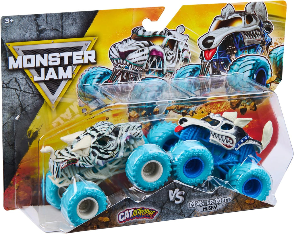 Monster Jam, Camiones monstruo fundidos a presión Catastrophe vs Husky, escala 1:64, juguetes para niños a partir de 3 años