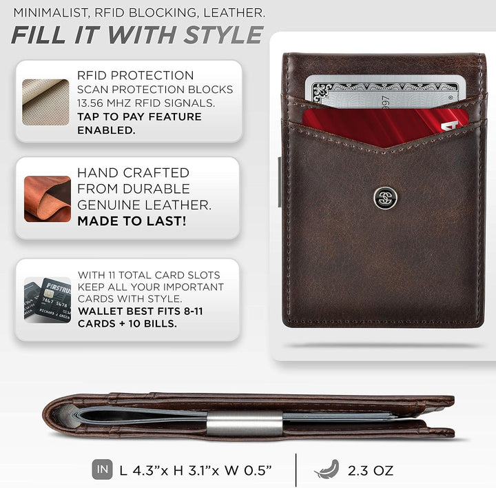 Suavell Billeteras delgadas para hombres. Cartera plegable minimali...