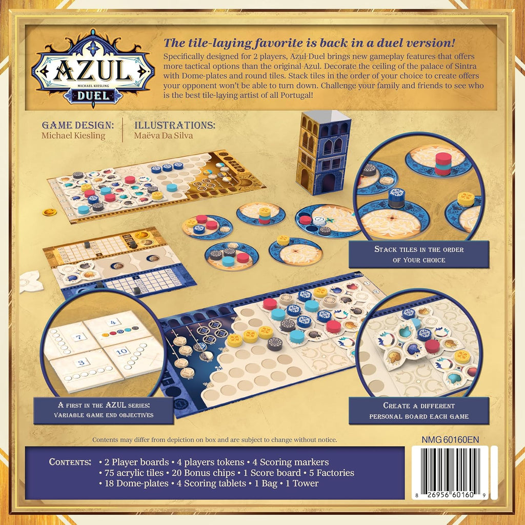 Asmodee Azul Duel Juego de mesa – Juego de estrategia competitivo de colocación de fichas cara a cara, impresionante arte de mosaico y juego rápido para niños y adultos, a partir de 8 años, 2