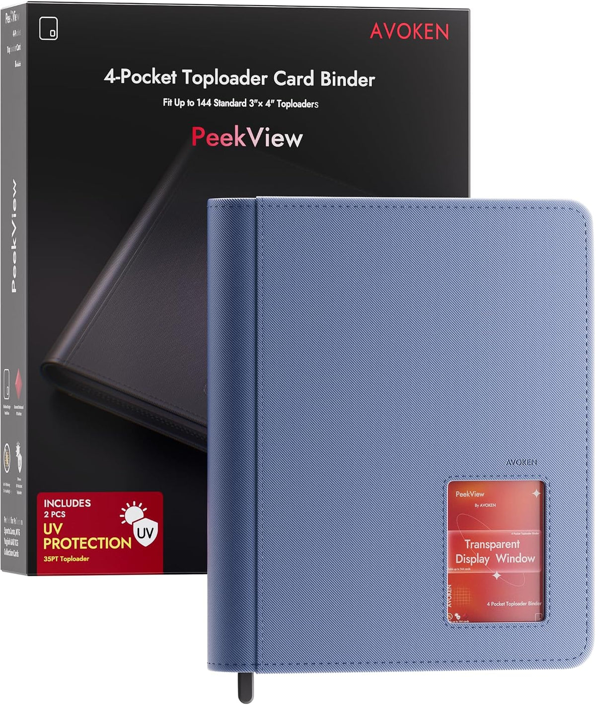 Carpeta Toploader con ventana de 4 bolsillos, 2 cargadores de