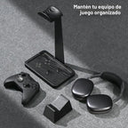 UPERGO Soporte de auriculares de madera maciza con soporte para controlador