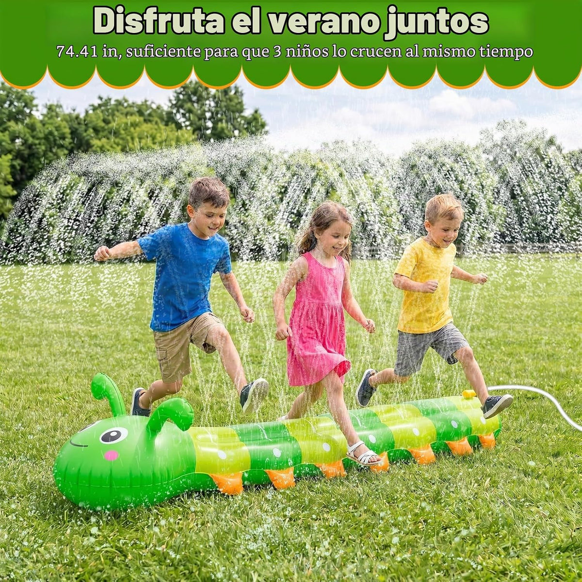 Aspersor de agua para niños, aspersor inflable grande de oruga