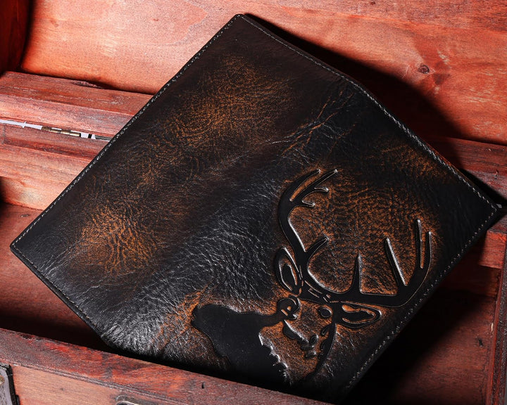 DK86 Carteras largas de ciervo para hombre | Cuero de grano complet...
