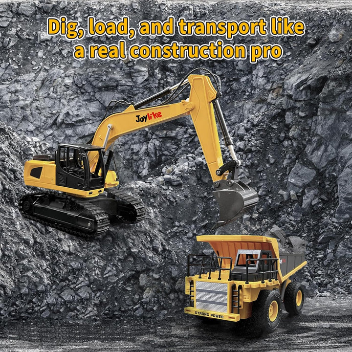 Excavadora RC y camión volquete vehículo de construcción