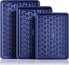 Juego de 3 bandejas antiadherentes para horno, no tóxicas, color azul