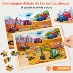SYNARRY, rompecabezas de madera de vehículos para niños de 4 a 6 años, 6 paquetes de 60 piezas de rompecabezas, juguetes educativos preescolares, regalos para niños de 4 a 8 años, juguetes para niños