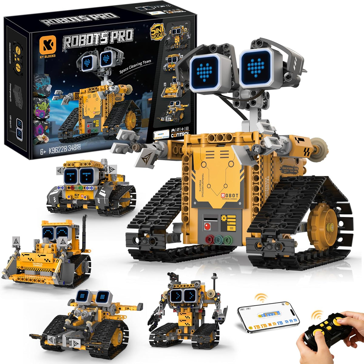 Kit de robot STEM para niños de 6 a 12 años, 5 en 1, juguete de robot de construcción de codificación con aplicación